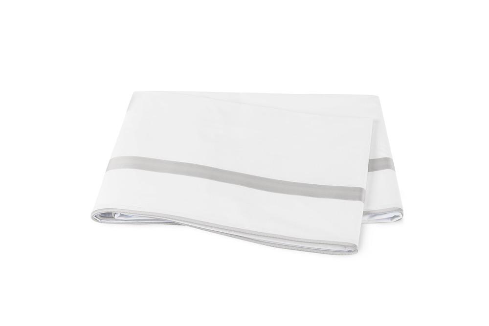 Matouk Louise Silver Flat Sheet | Giza Percale Cotton at Fig Linens