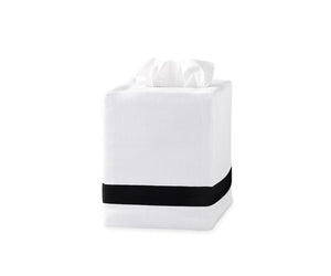 Lowell Tissue Cover in Black | Matouk at Fig Linens