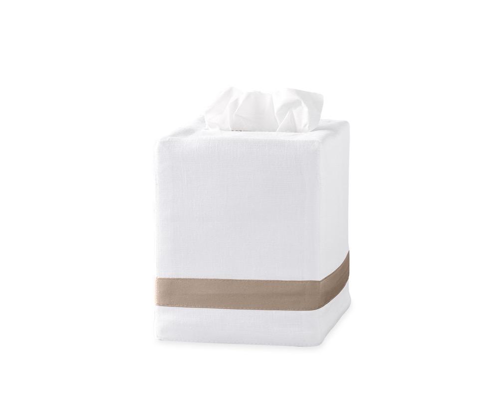 Lowell Tissue Cover in Khaki | Matouk at Fig Linens