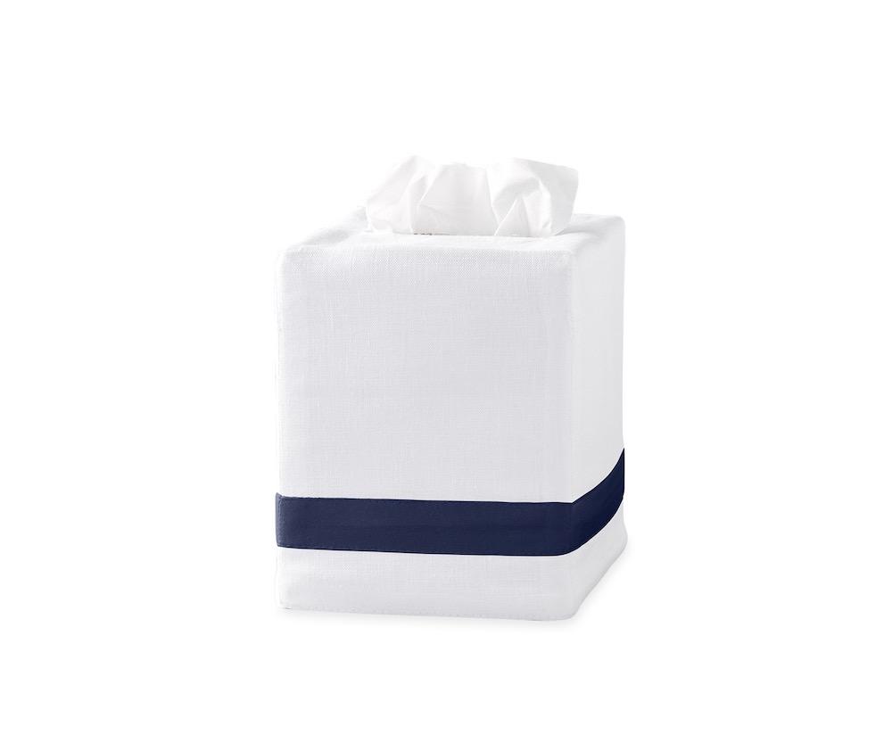 Lowell Tissue Cover in Navy | Matouk at Fig Linens