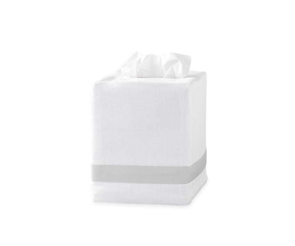 Lowell Tissue Cover in Silver | Matouk at Fig Linens