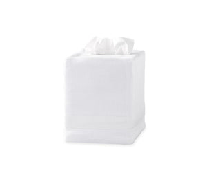 Lowell Tissue Cover in White | Matouk at Fig Linens