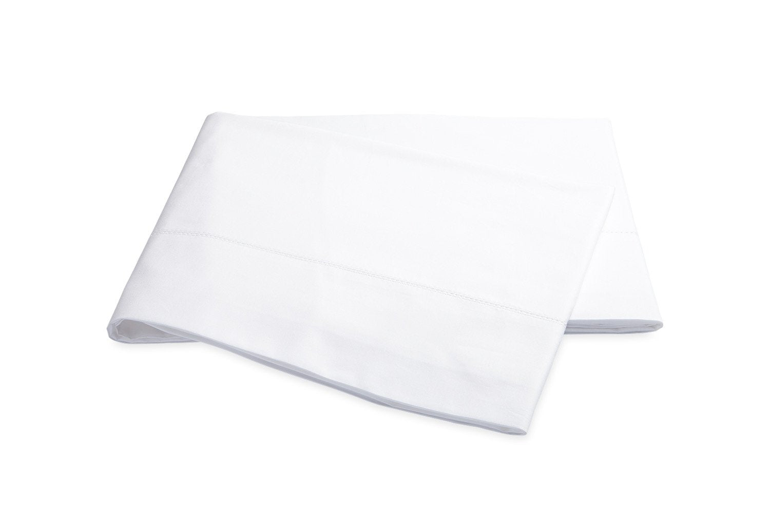 Luca Hemstitch Flat Sheet in White | Percale Cotton Bed Sheets - Matouk at Fig Linens