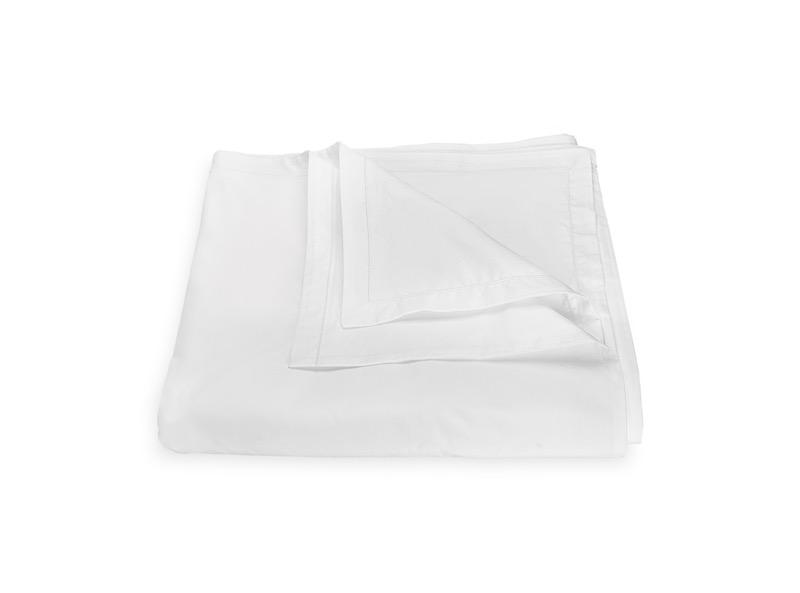 Matouk Luca Satin Stitch Bedding by Matouk - Twin Duvet Cover 70" x 90" White at FIG LINENS AND HOME - 1