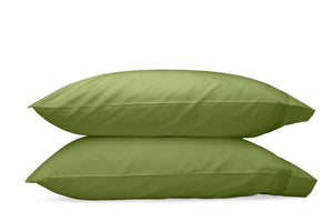 Matouk Nocturne Grass Green Pillowcases - Fig Linens and Home - Matouk Bedding - Sateen