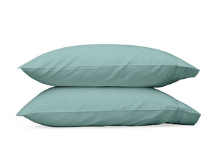 Pillowcases - Matouk Nocturne Sateen Aquamarine Bedding at Fig Linens and Home