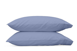 Pillowcases - Matouk Nocturne Sateen Bedding in Azure Blue at Fig Linens and Home