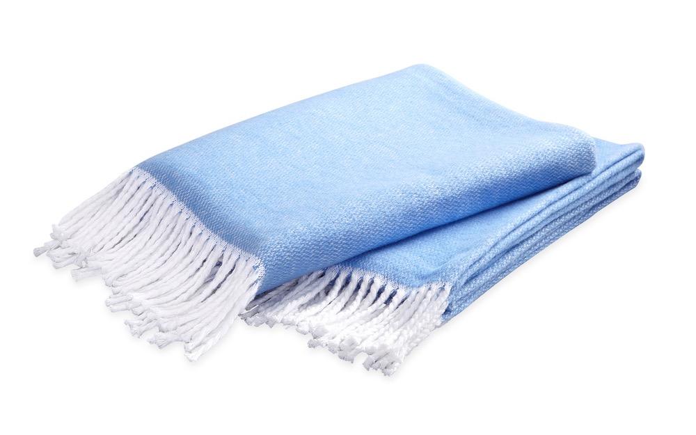 Pezzo Azure Cotton Throw | Matouk at Fig Linens and Home