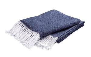 Pezzo Navy Cotton Throw | Matouk at Fig Linens and Home