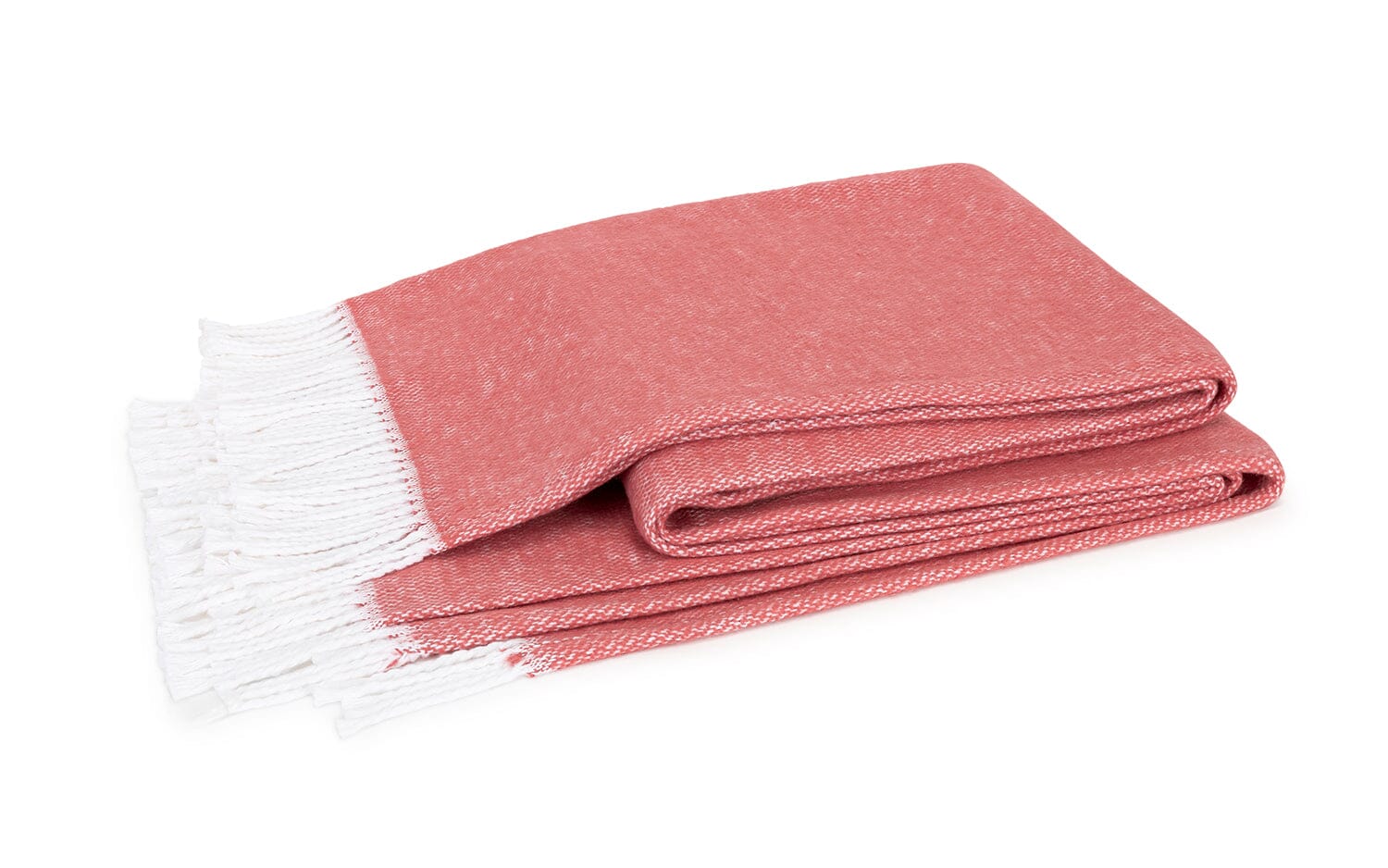 Pezzo Deep Coral Cotton Throw | Matouk Blankets at Fig Linens and Home