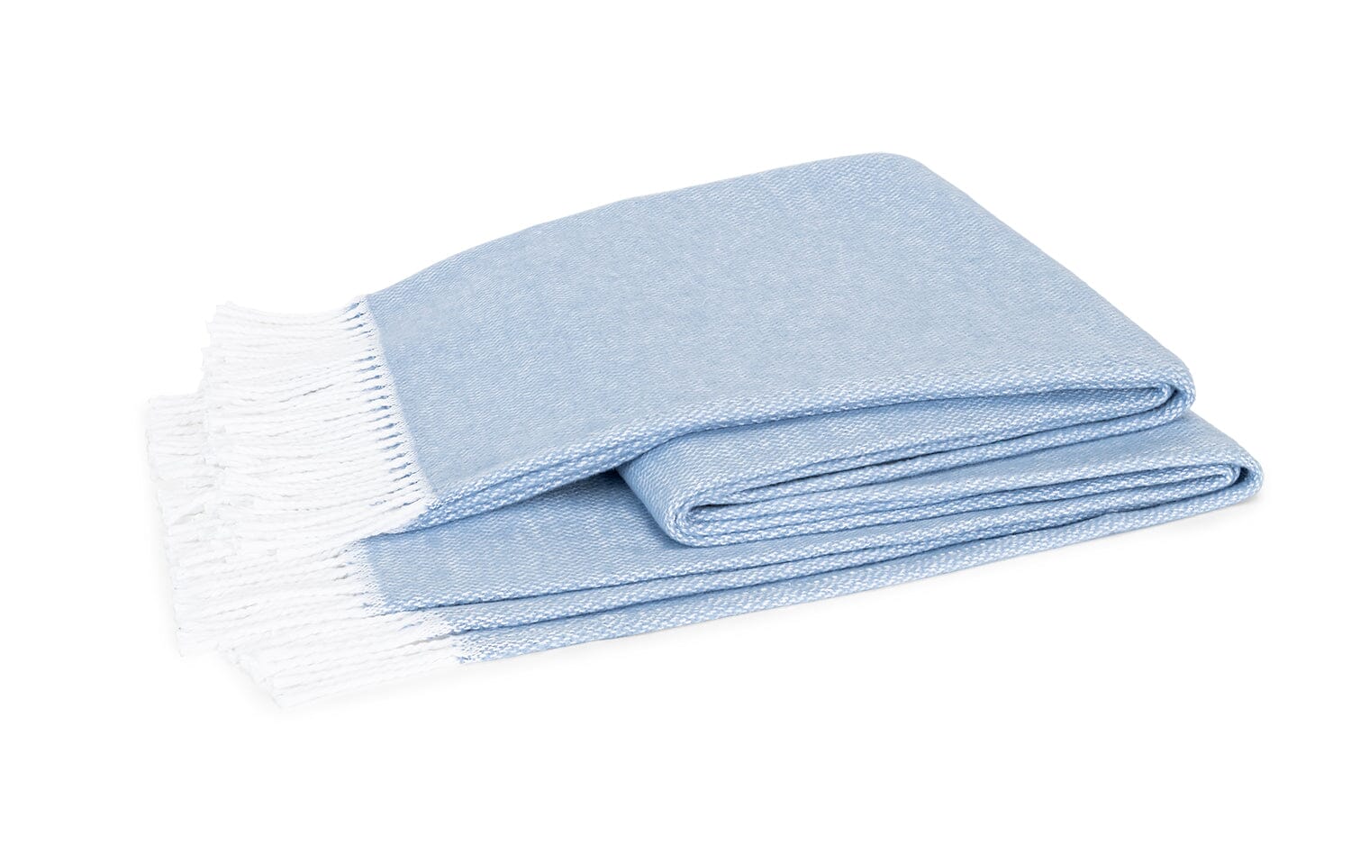 Pezzo Hazy Blue Cotton Throw | Matouk Blankets at Fig Linens and Home