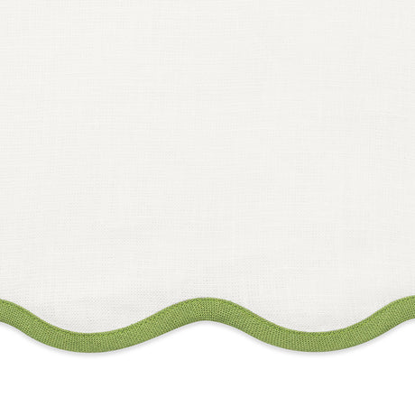 Swatch of Matouk Scallop Edge Oval Placemat - White and Grass Green