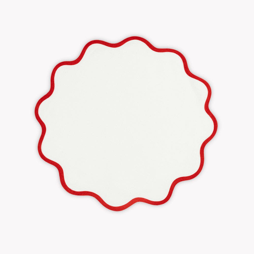 Matouk Scallop Round Placemat - Scarlet -  Circle Placemat