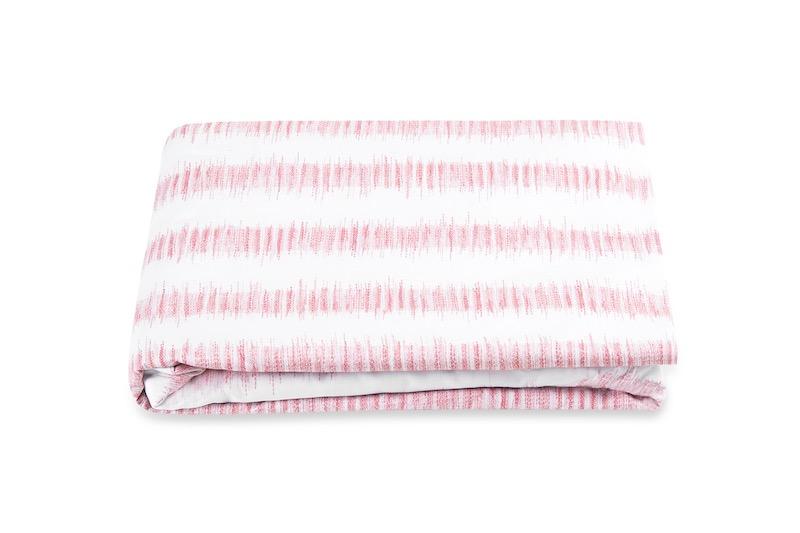 Matouk Schumacher Attleboro Pink Coral Fitted Sheet | Fig Linens
