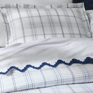 Matouk Schumacher Bedding - August Plaid Luxury Linens shown with Aziza at Fig Linens and Home