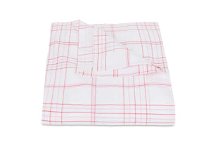 August Plaid Peony Pink Duvet Cover | Matouk Schumacher at Fig Linens and Home