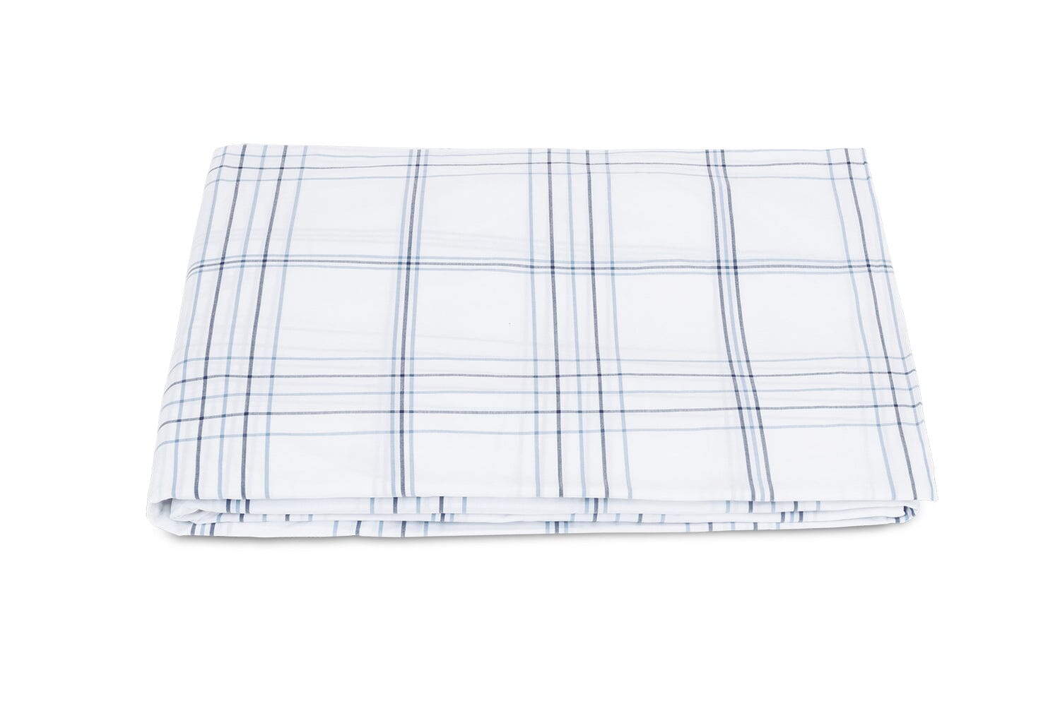 August Plaid Navy Blue Fitted Sheet | Matouk Schumacher at Fig Linens and Home
