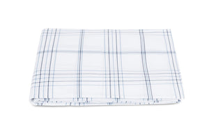 August Plaid Navy Blue Fitted Sheet | Matouk Schumacher at Fig Linens and Home