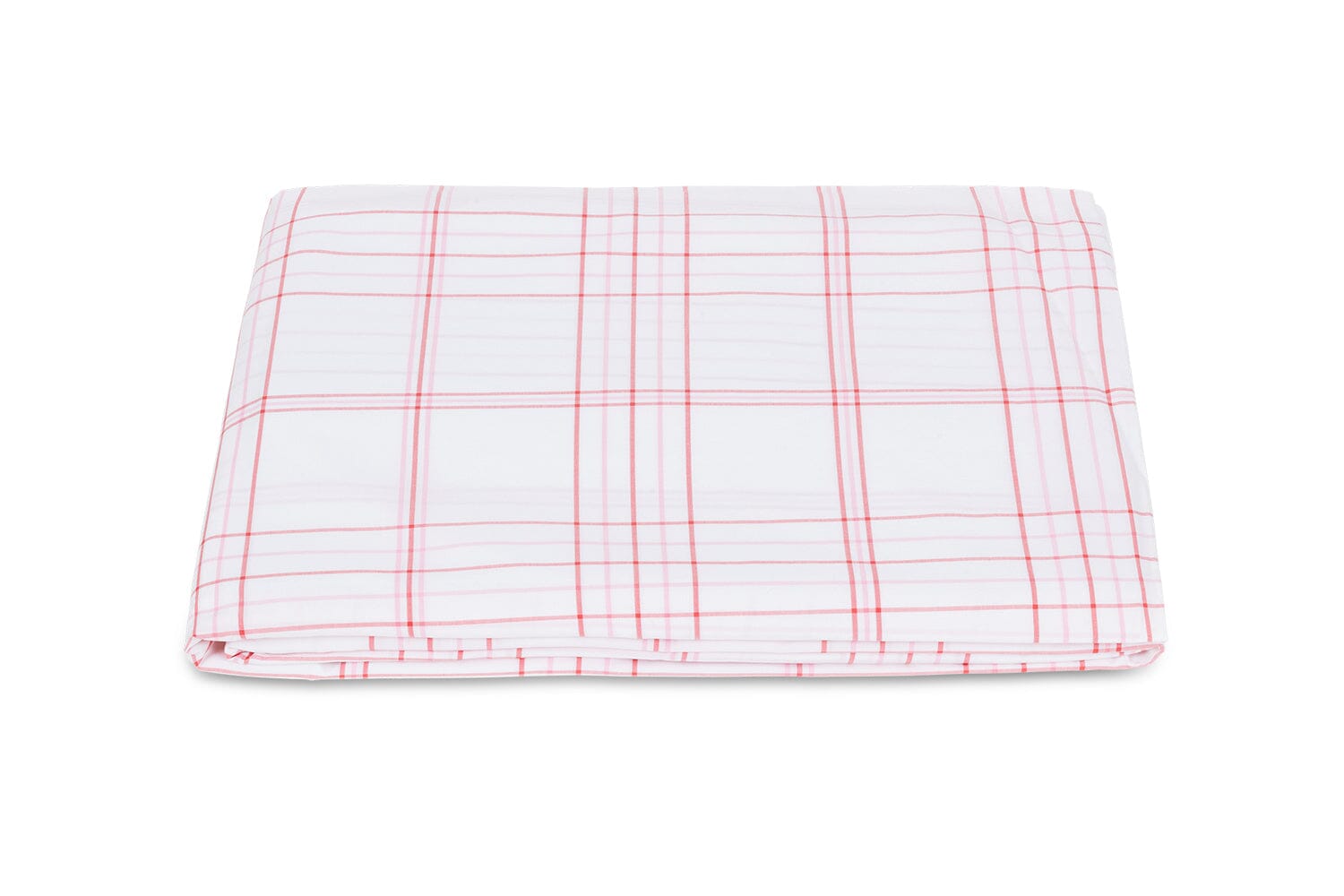 August Plaid Peony Pink Fitted Sheet | Matouk Schumacher at Fig Linens and Home