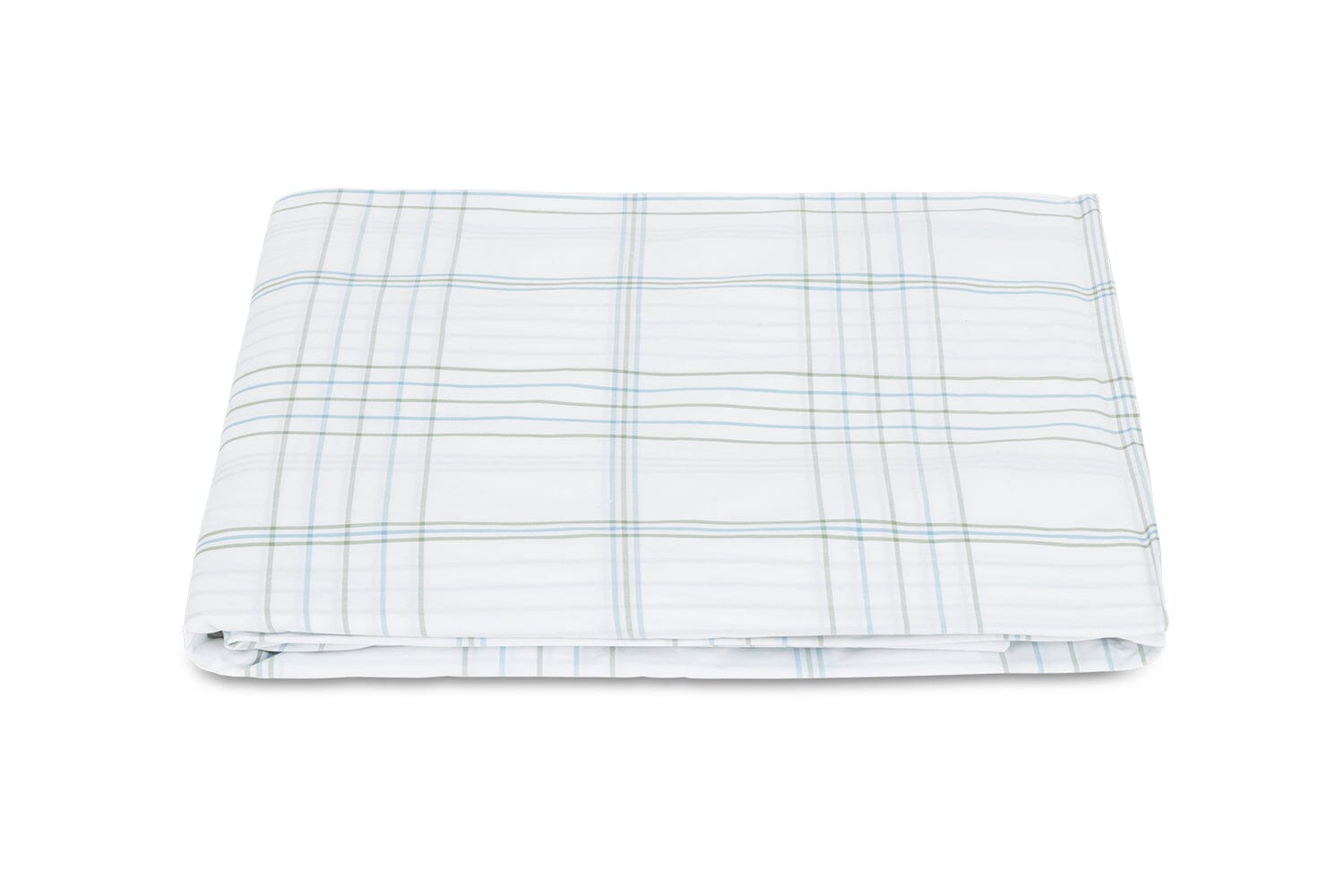 August Plaid Sea Fitted Sheet | Matouk Schumacher at Fig Linens and Home