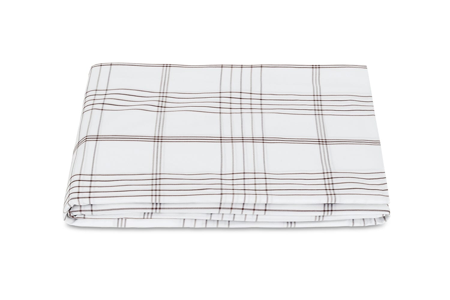 August Plaid Sable Flat Sheet | Matouk Schumacher at Fig Linens and Home