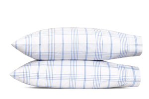 August Plaid Azure Pillowcases | Matouk Schumacher at Fig Linens and Home