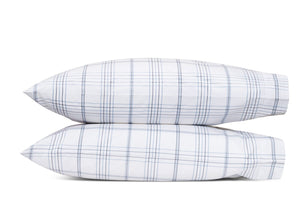 August Plaid Navy Blue Pillowcases | Matouk Schumacher at Fig Linens and Home