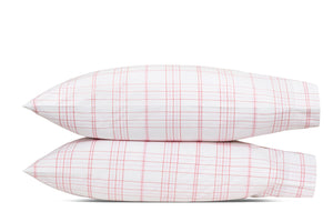 August Plaid Peony Pink Pillowcases | Matouk Schumacher at Fig Linens and Home