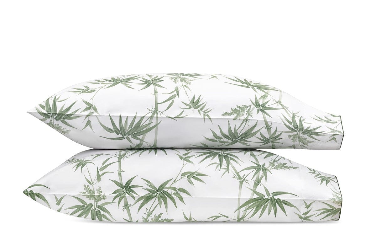 Pillowcases - Dominique Palm Green Bedding by Matouk Schumacher at Fig Linens and Home