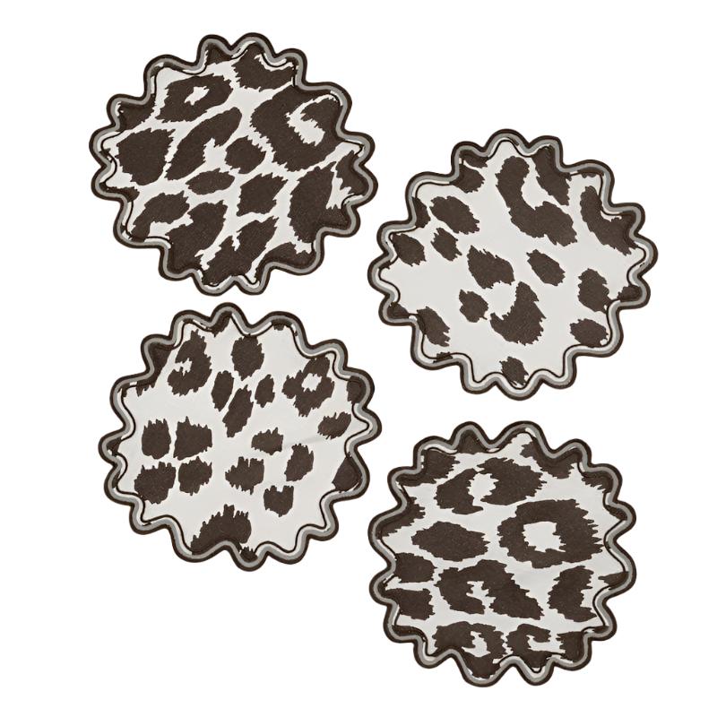 Matouk Schumacher Iconic Leopard Cinder Brown Cocktail Napkins - Fig Linens and Home