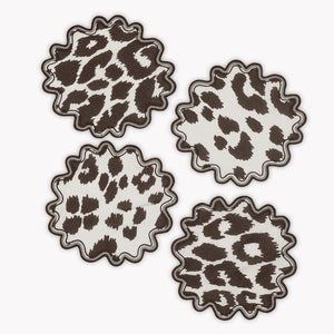 Matouk Schumacher Iconic Leopard Cinder Brown Cocktail Napkins - Fig Linens and Home