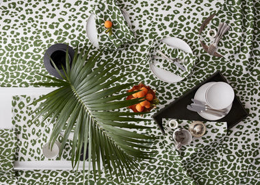 Iconic Leopard Green Table Linens by Matouk / Schumacher