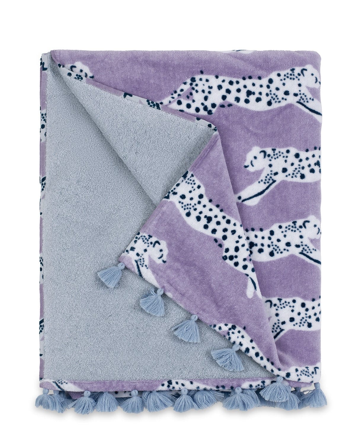 Leaping Leopard Lilac Beach Towels - Matouk Schumacher at Fig Linens and Home