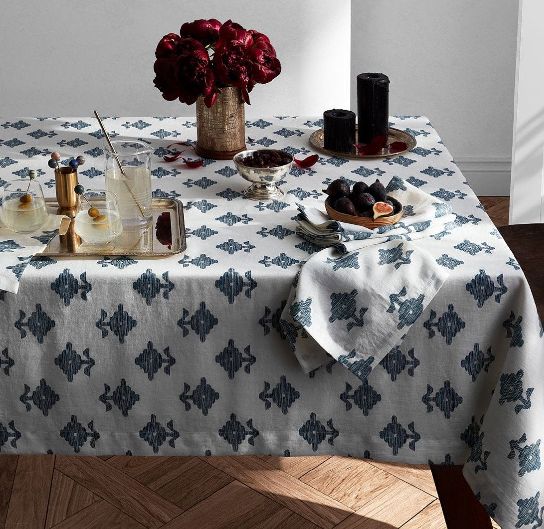 Rubia Navy Table Linens | Matouk Schumacher at Fig Linens