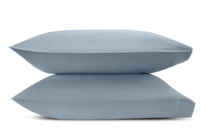 Matouk Pillowcases - Talita Satin Stitch Hazy Blue - Giza Cotton Bedding at Fig Linens and Home