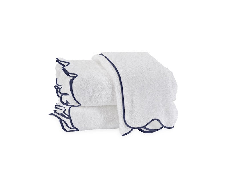 Matouk Towels - Cairo Scallop Navy Blue - Fig Linens and Home