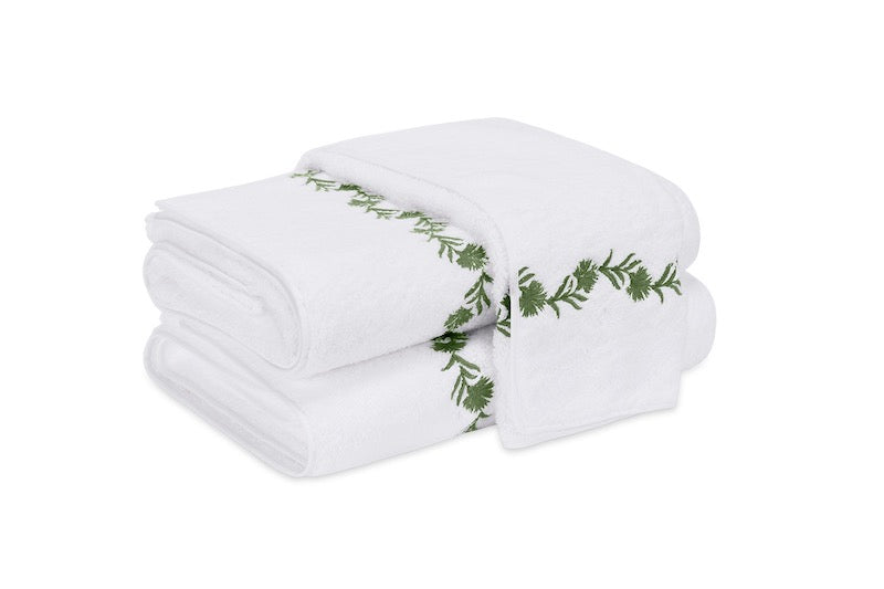 Matouk Towels - Daphne Palm Green Bath Towels at Fig Linens and Home
