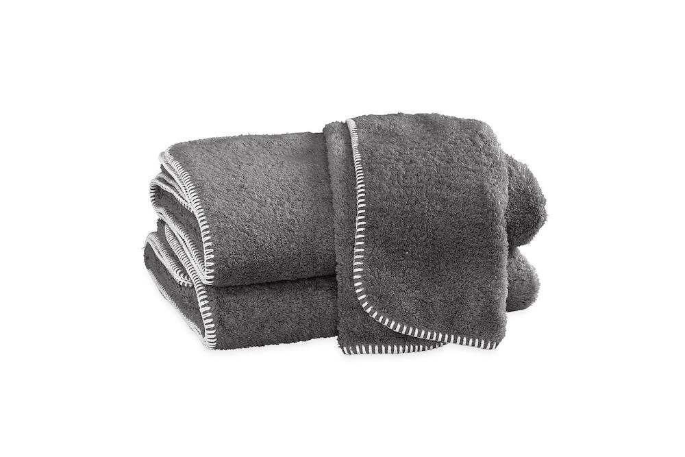 Matouk Whipstitch Smoke Gray Bath Towels | Fig Linens