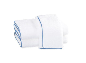 Cairo Bath Towels by Matouk | White with Azure Trim 
