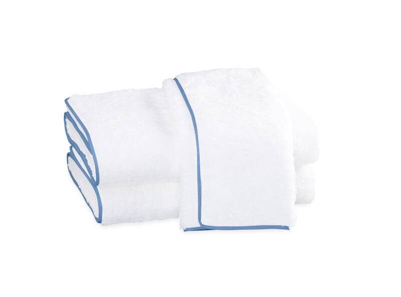 Matouk Towels - Cairo Towels in White with Azure Blue | Matouk Towels at Fig Linens and Home