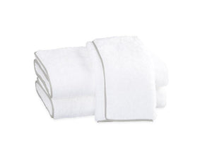 Cairo Bath Towels by Matouk | White with Silver Trim 