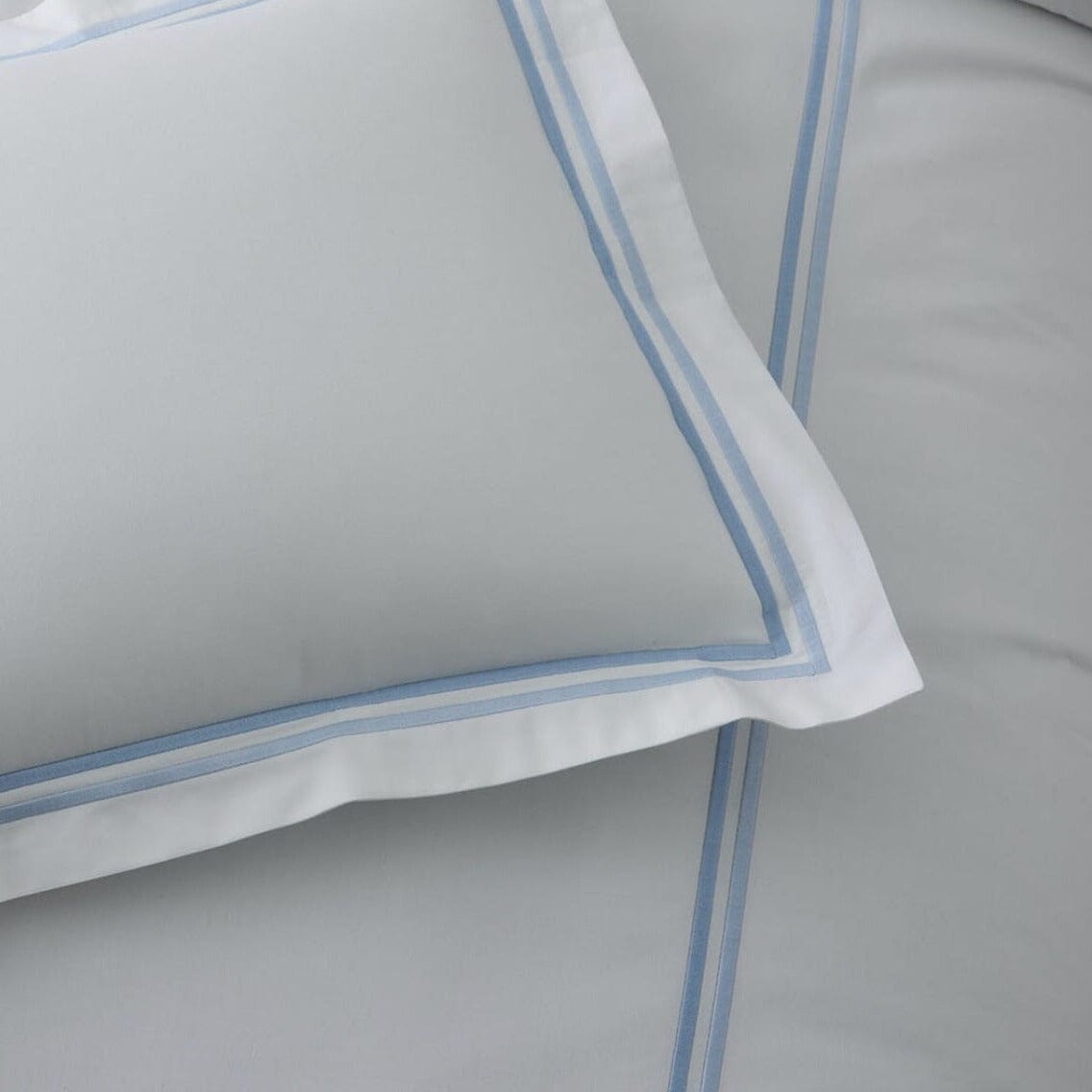 Matouk Bedding - Detail of Essex Sham and Duvet Light Blue - Fig Linens and Home