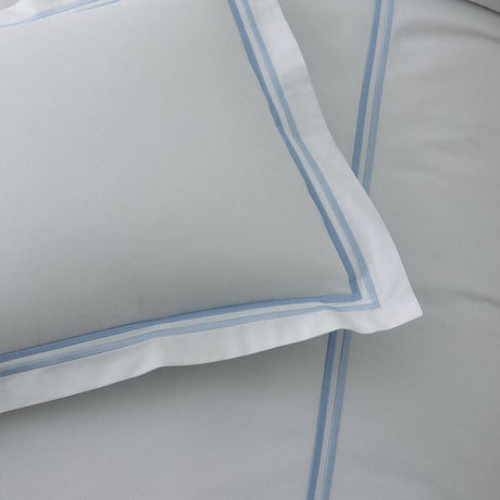 Matouk Bedding - Detail of Essex Sham and Duvet Light Blue - Fig Linens and Home