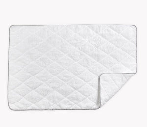 Cairo Quilted Tub Mat by Matouk | White with Silver Trim 