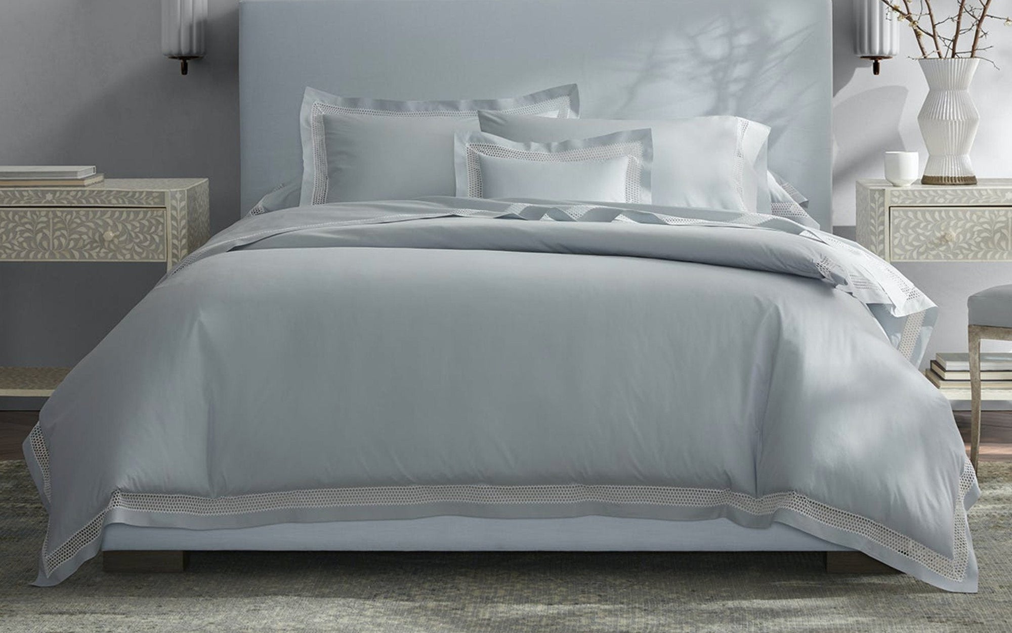 Matouk Cecily Lace Bedding - Giza Percale at Fig Linens