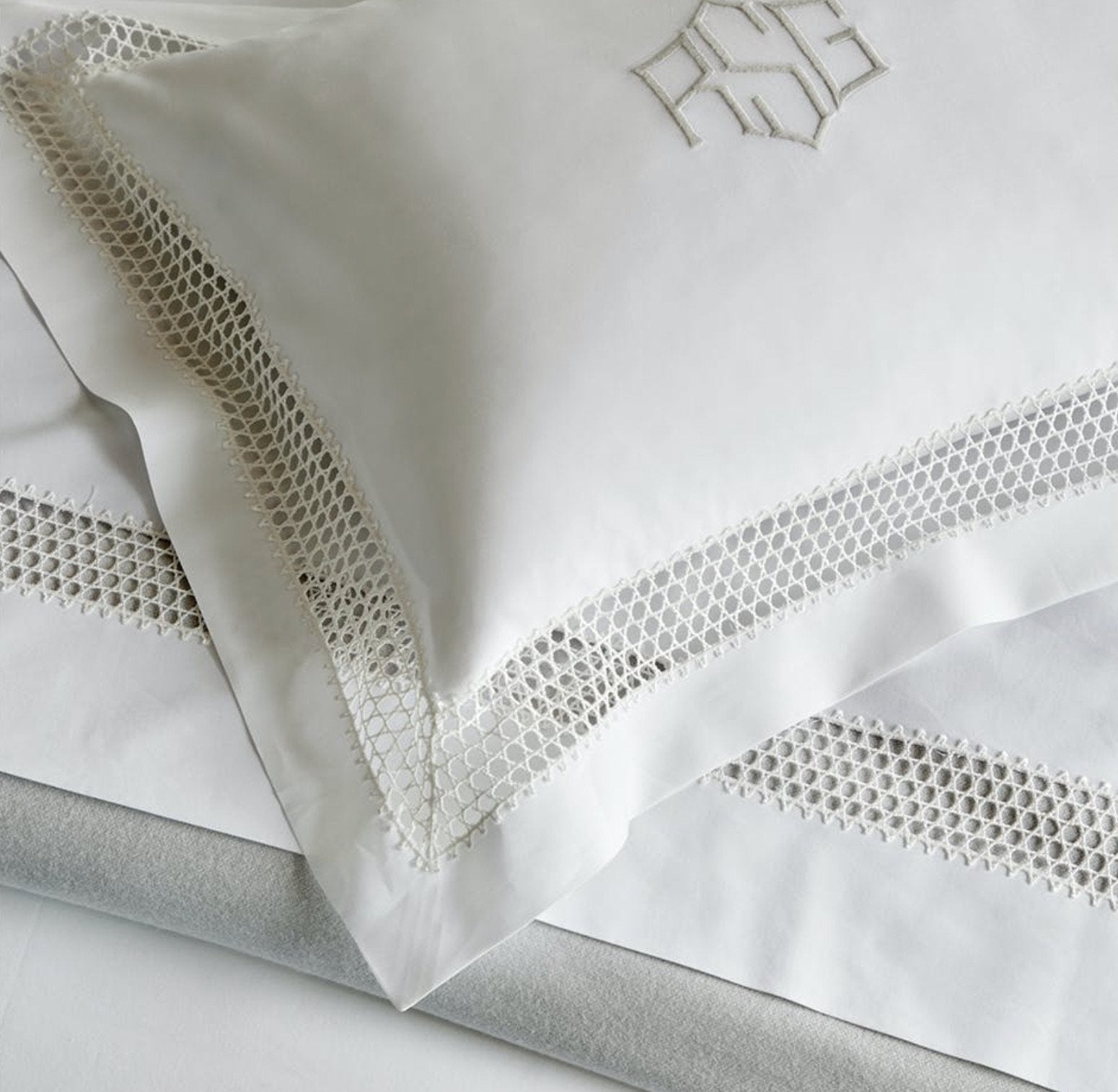 Detail of Cecily Lace - Matouk Bedding at Fig Linens and Home