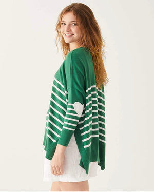 Amour Everglade Green Striped Sweater by Mer Sea - Fig Linens and Home - 1