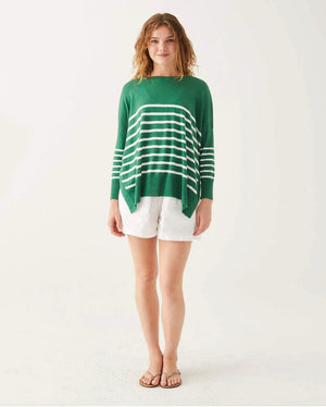 Amour Everglade Green Striped Sweater by Mer Sea - Fig Linens and Home - 5