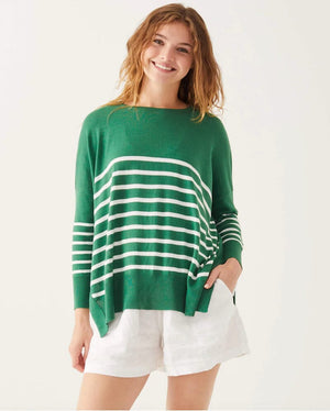 Amour Everglade Green Striped Sweater by Mer Sea - Fig Linens and Home - 3