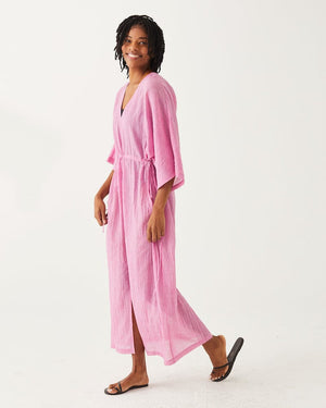 Breezy Kaftan Dress in Orchid by Mer Sea | Mersea Summer Dress on Model - Fig Linens and Home 1